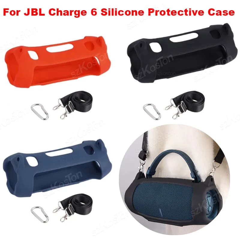 Custodia in silicone per JBL Charge 6 Altoparlante Bluetooth portatile impermeabile Cover morbida da viaggio con tracolla per JBL Charge6 Shell