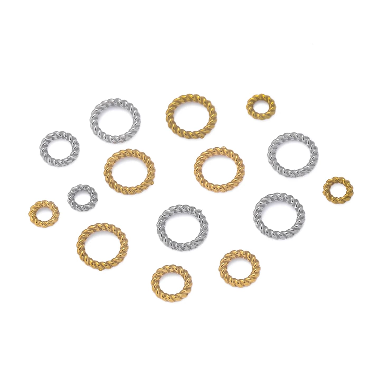 10 pcs Stainless Steel 6 8 10mm Round Twist Cord Connector Closed Salt Rings Divided Ring Thickness for FAI Jewels That Make Supplies