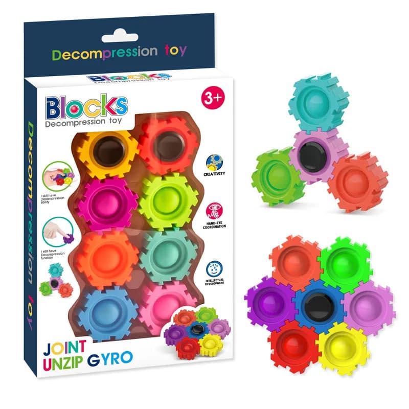 8 Pz Set Spremere Blocchi Fidget Spinner EDC Giocattoli Antistress Antistress Ansia Sollievo Trottola Giocattolo per il Tempo Libero