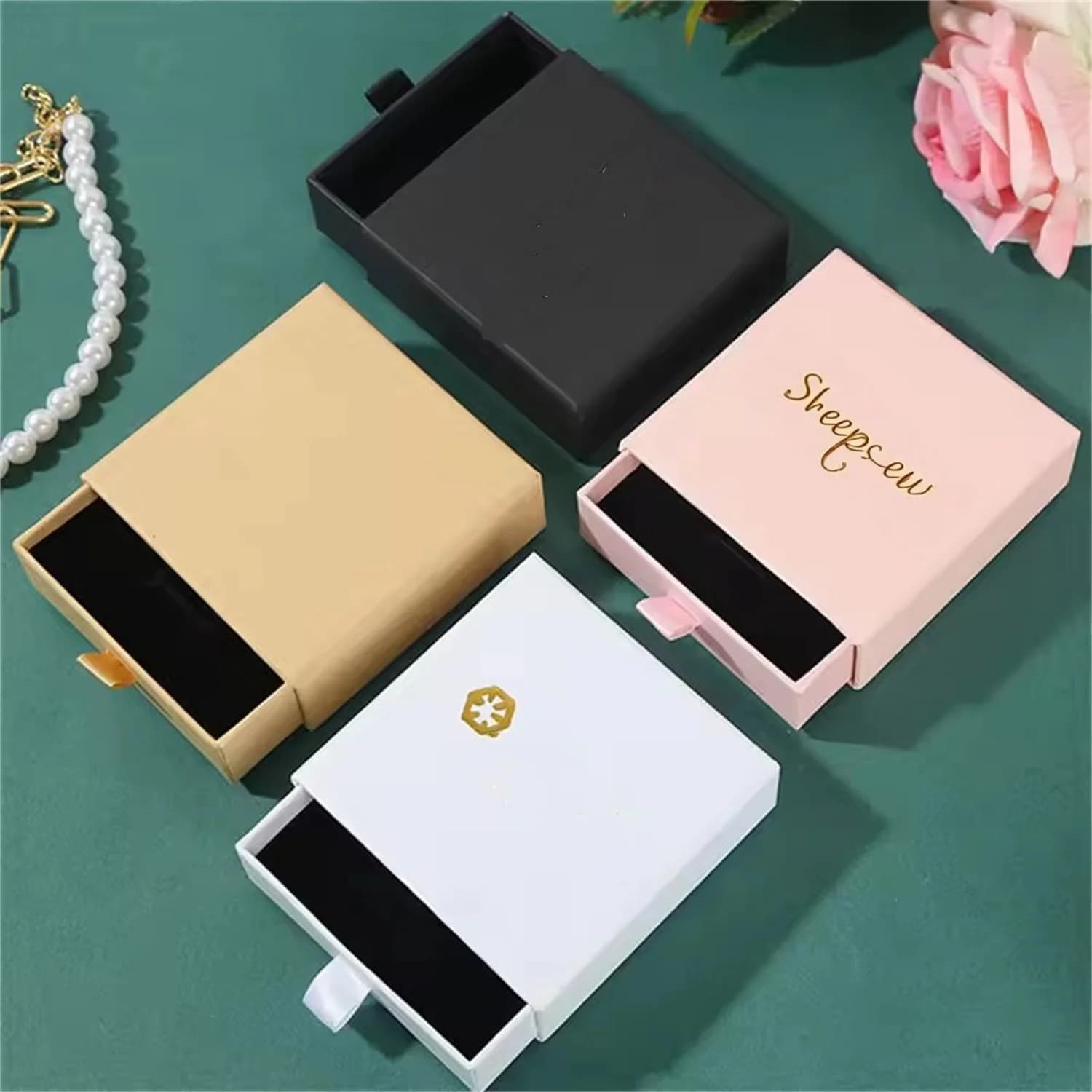 25 pcs custom logo paper jewelry box, gift box, bracelet box, necklace, printed logo earrings