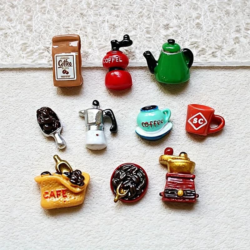 100pcs Kawaii Simulation Coffee Utensils Series Mini Resin Flatback Cabochon DIY for Phone Case Keychain Earrings Scrapbook