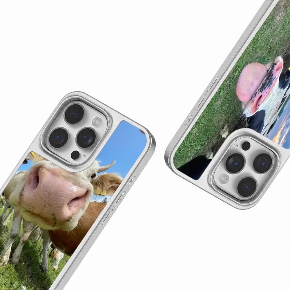 Cute Bull Phone Case Luxury Electroplated Mirror Glass Case for iPhone 17 16 15 14 Pro Max Shockproof Cover