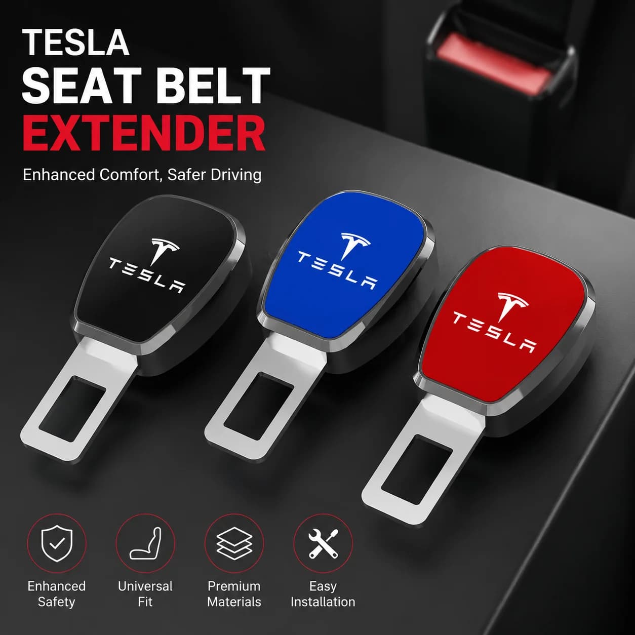 For Tesla model 3 model X Y style Roadster Car Seat Belt Clip Extender Safety Seatbelt Lock Buckle Plug Car Accessories