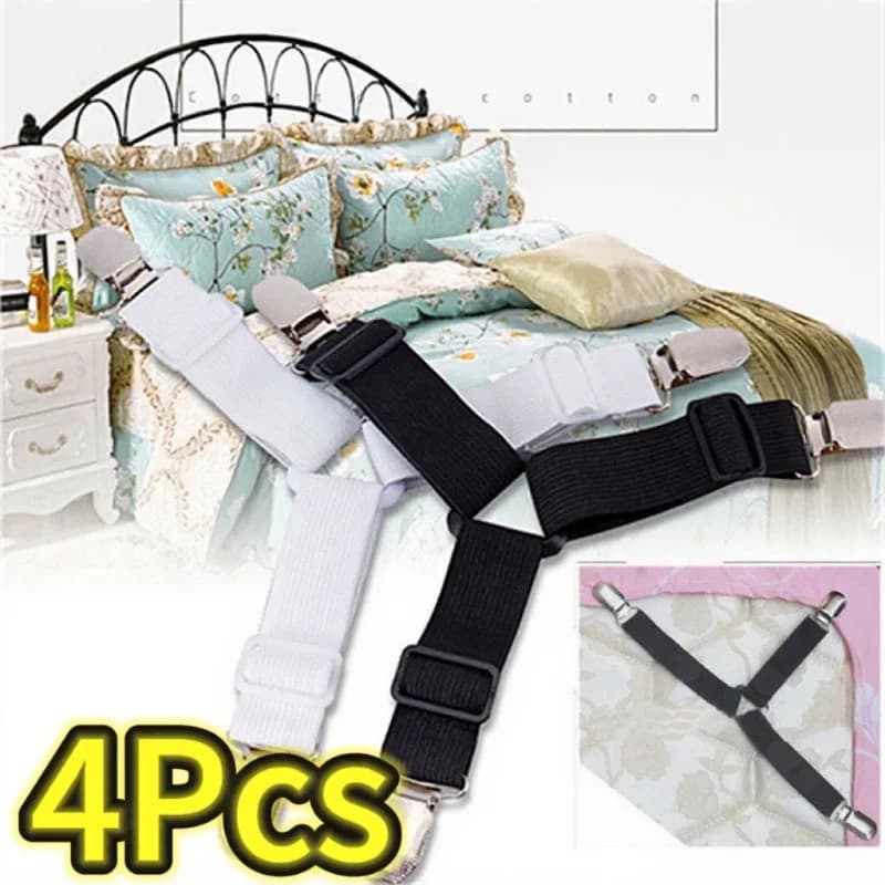 4 pcs/set Elastic Lenzuolo Pinze Adjustable Belt Fixing Clip Coprimaterasso Covers Holder Sofa Fixing Organize Gadget