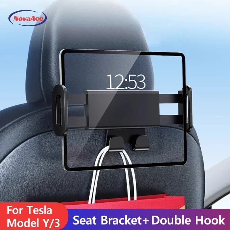 Supporto per poggiatesta per auto per Tesla Model 3/Y Supporto per tablet regolabile per sedile posteriore Supporto per telefono per accessori per auto da 4,7 pollici a 12,9 pollici