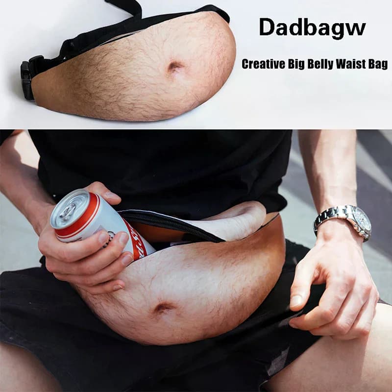 Divertente marsupio per soldi Borse da viaggio da uomo Colore carne Marsupio creativo Beer Fat Belly Bum Pouch Marsupio