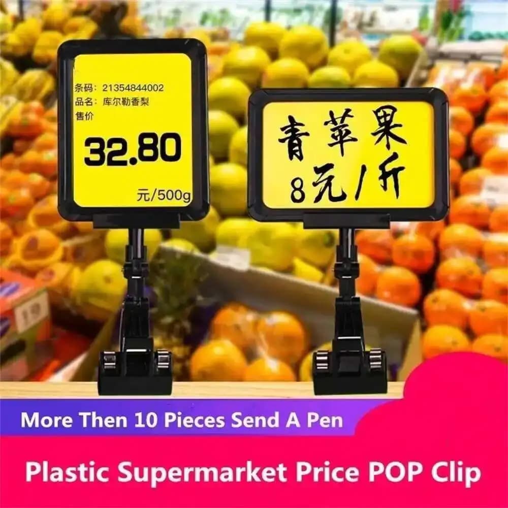 5 Pezzi A6 Plastica Pop Clip-on Stile Porta Cartello Telaio Supermercato Scaffale Merce Rotante Prezzo Alimentare Etichetta Segni Clip