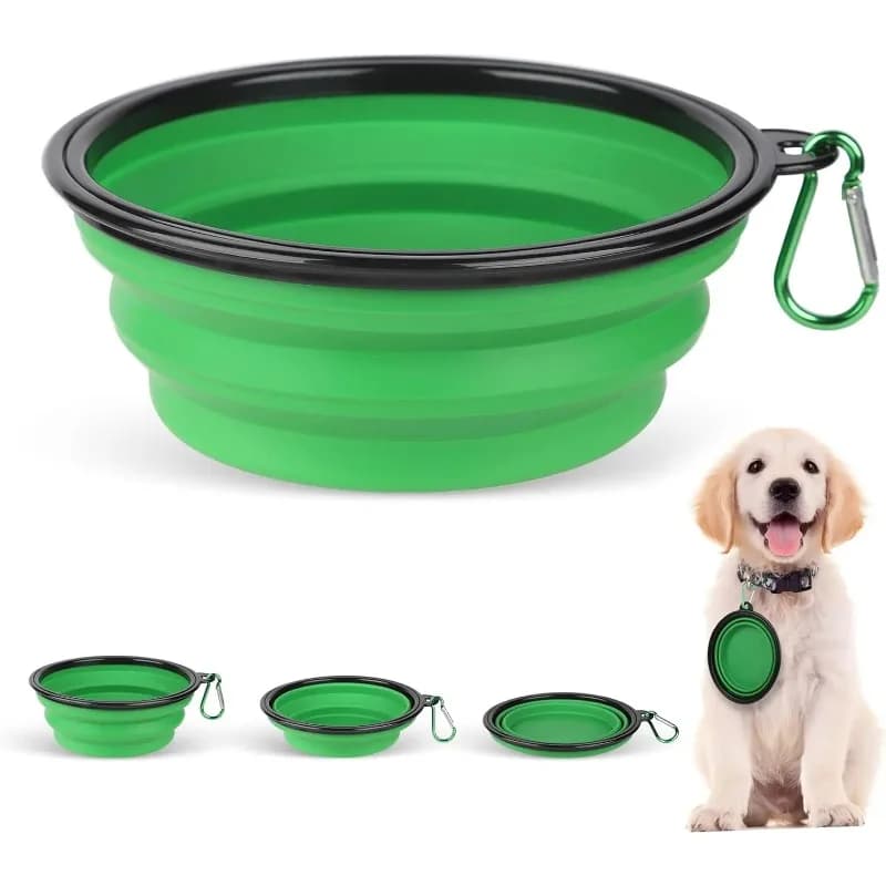 Ciotola per cani pieghevole 2 in 1 - Alimentatore pieghevole per animali domestici TPR, cibo da viaggio e piatto per acqua senza BPA per cani e gatti (base in silicone)