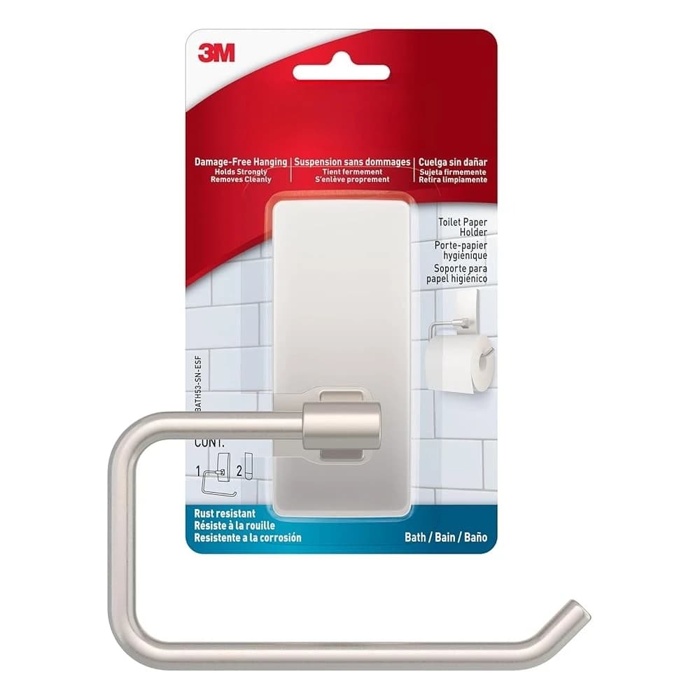 Portarotolo per carta igienica in nichel satinato con strisce resistenti all'acqua, organizer da bagno resistente alla ruggine