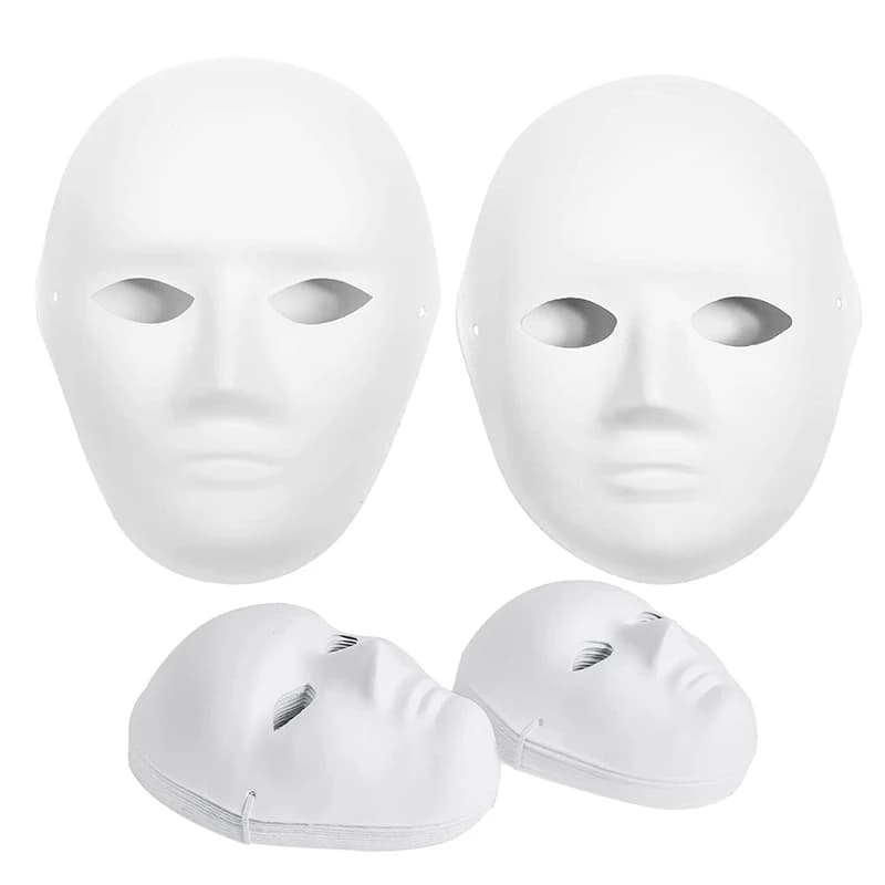 5 pezzi fai da te maschere artigianali a pieno facciale bianco bianco verniciabile carta mache maschera per travestimento cosplay Halloween Mardi Gras Party Prop