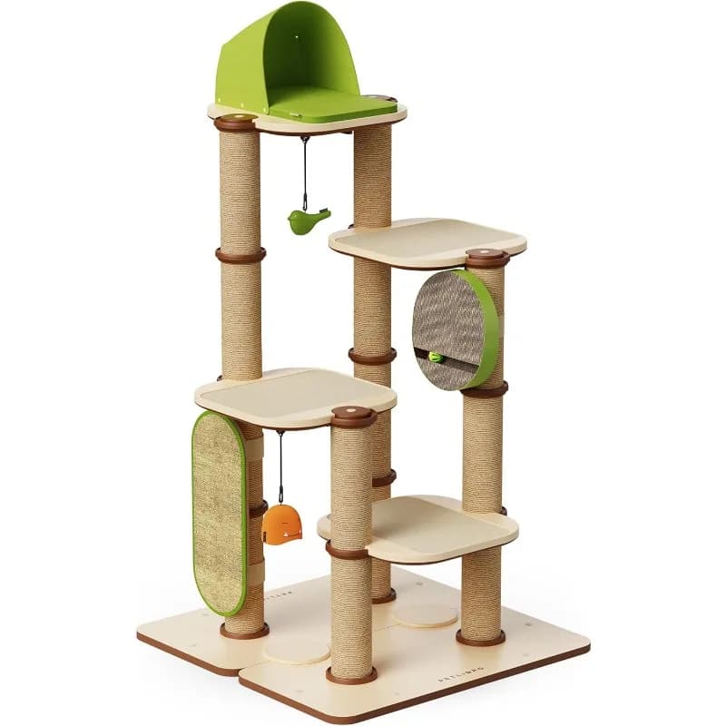 HOME.Infinity Cat Tree Tower per gatti da interno, design modulare con letto per gatti, giocattolo, feltrini, tiragraffi in sisal, 2-Se