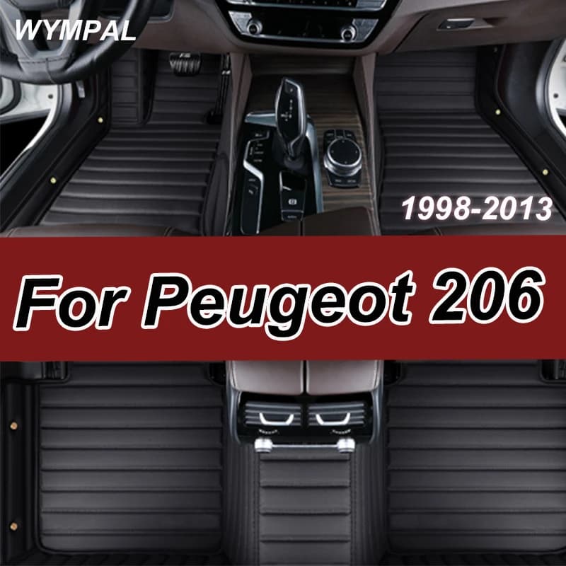 Luxury Car Floor Mats For Peugeot 206 206+ 1998~2013 Carpets Rugs Luxury Leather Mat Interior Parts Car Accessories 1999 2000