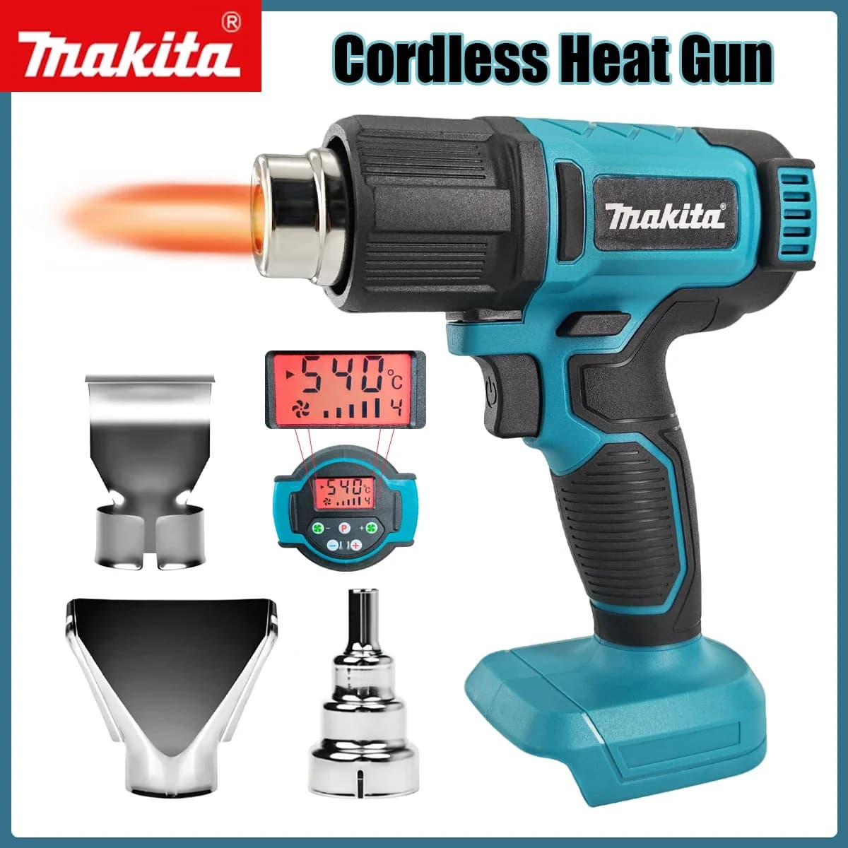 Makita 18V Hot Air Baking Gun Tools Cordless Heat Gun Air Dryer For Soldering Max 540°C Shrink Film Wireless Rechargeable