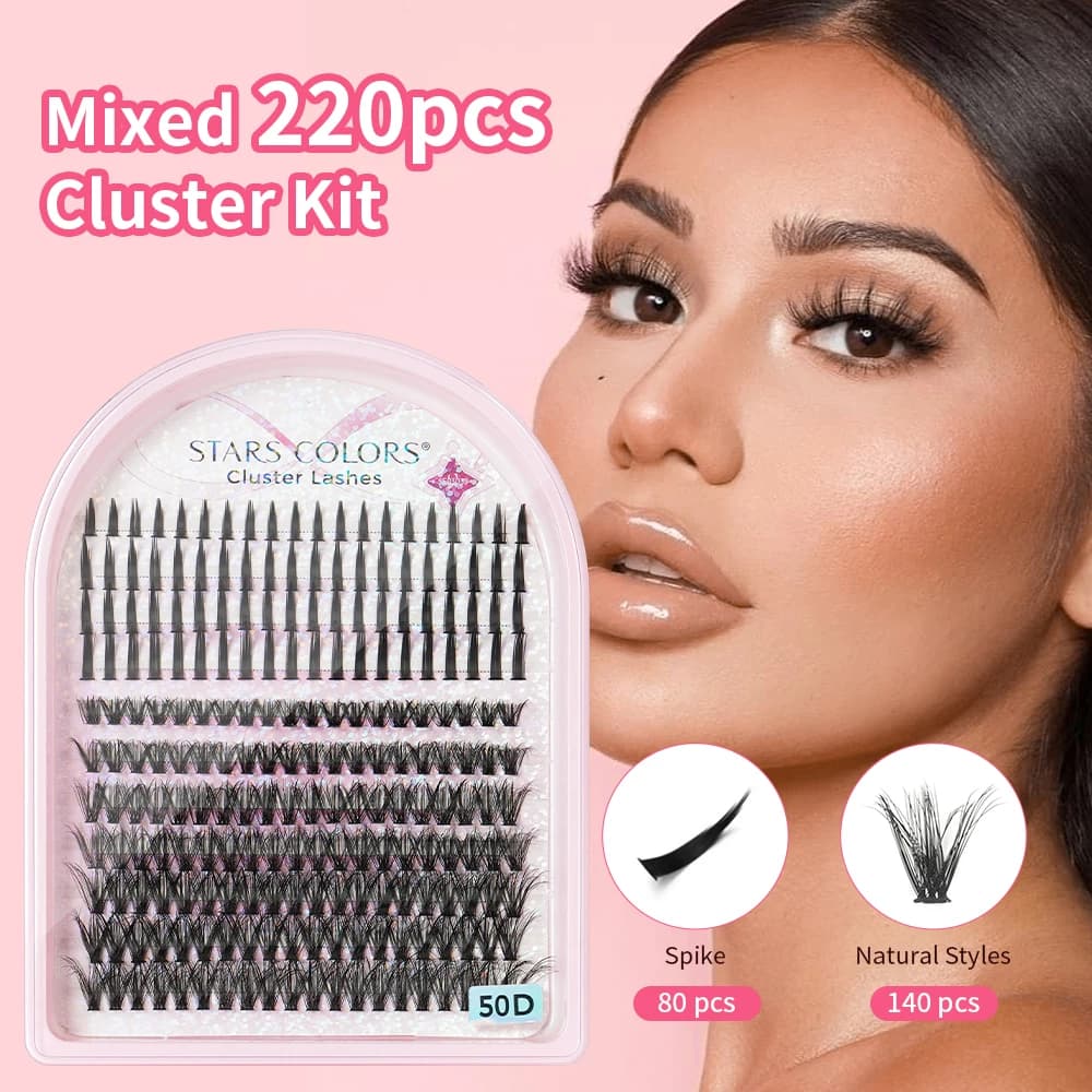 Ciglia a Ciuffi 5D Volume Curl D, Extension Ciglia Finte, Strumenti per Trucco Occhi