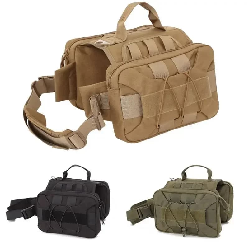 Zaino tattico da esterno per cani da compagnia di grandi dimensioni, pettorale tattico per cani, gilet impermeabile, stile ventilatore militare, zaino da esterno portatile per animali domestici