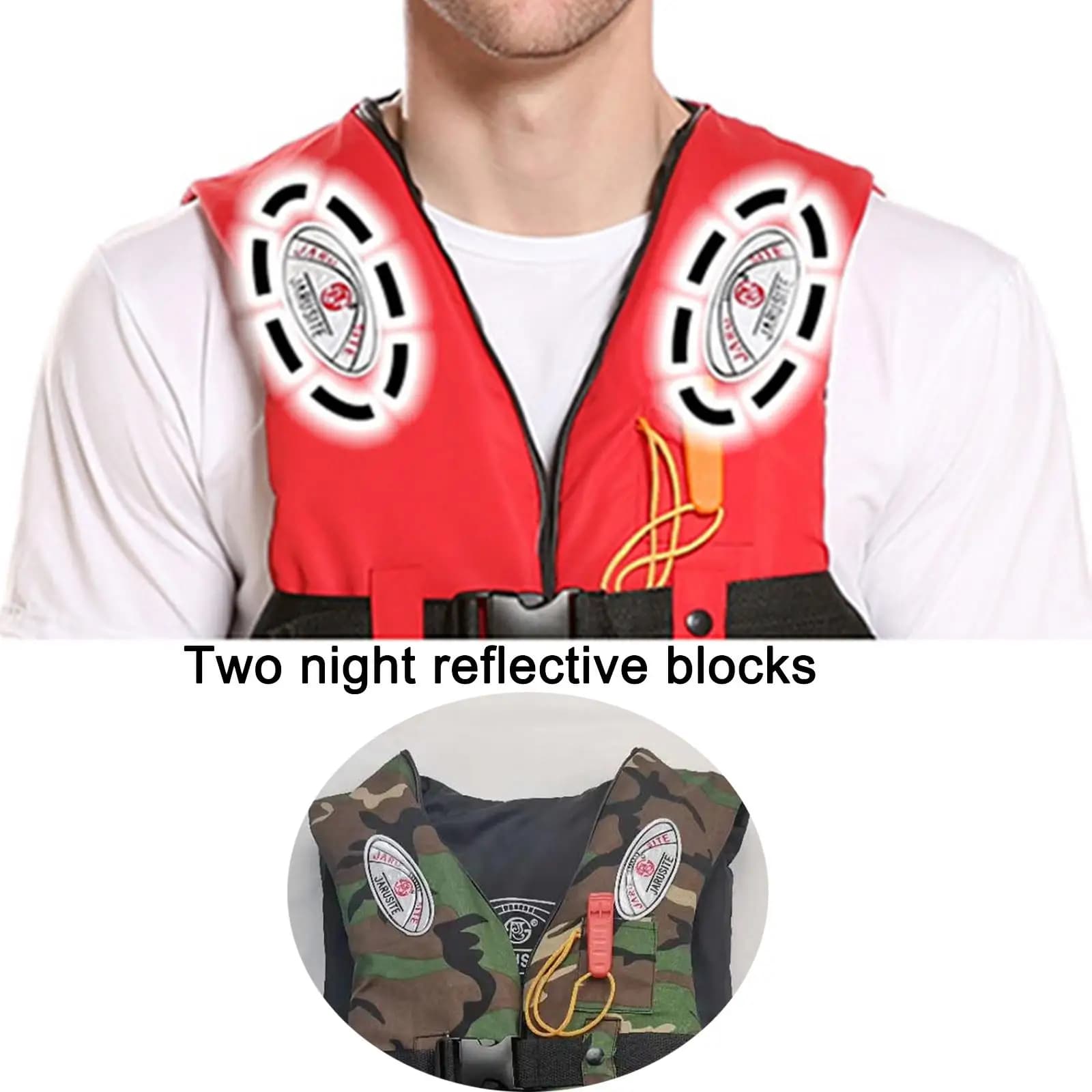 Water Vest Flotation Life Jacket for Adults Durable Oxford Cloth Safety Vest with Storage Bag for Fishing Kayaking Sport