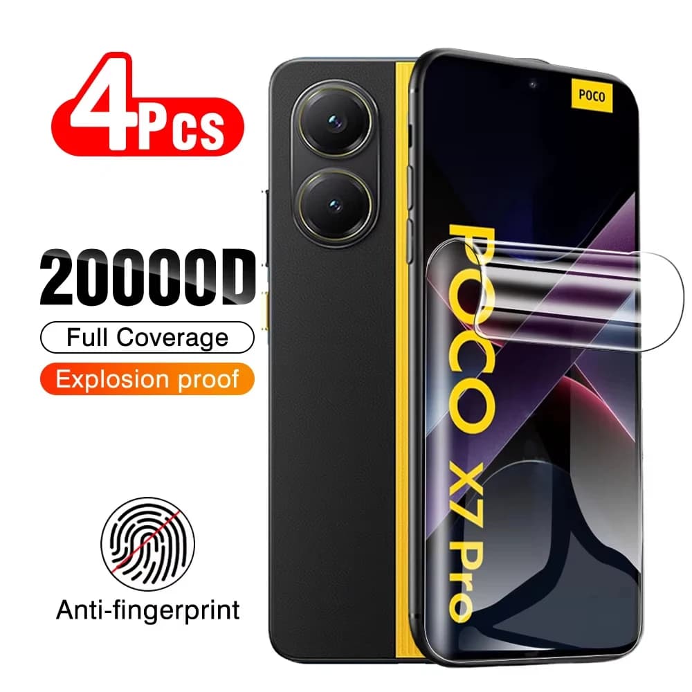 4PCS Ultra Slim Clear Hydrogel Film For Xiaomi Poco X7 X5 X8 X6 Pro M7 M6 M8 F7 F6 F8 Ultra C71 C75 C65 Soft HD Screen Protector