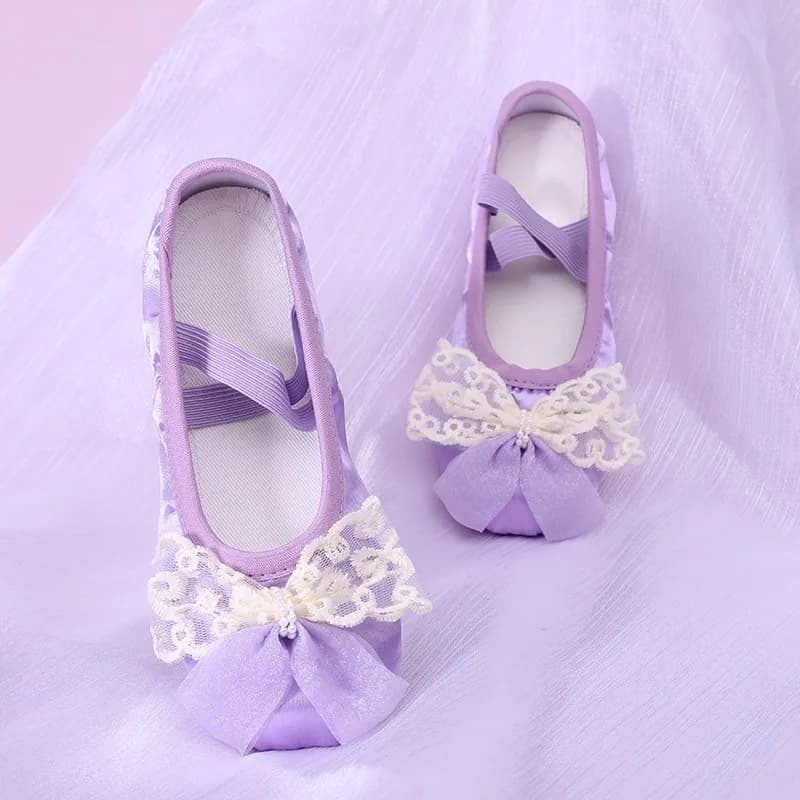 Fiocco in pizzo Suole morbide Ballerine Scarpe Donna Bambini Ragazza Balletto Scarpe da ballo Calzature Accessori per balletto Abbigliamento da ballo