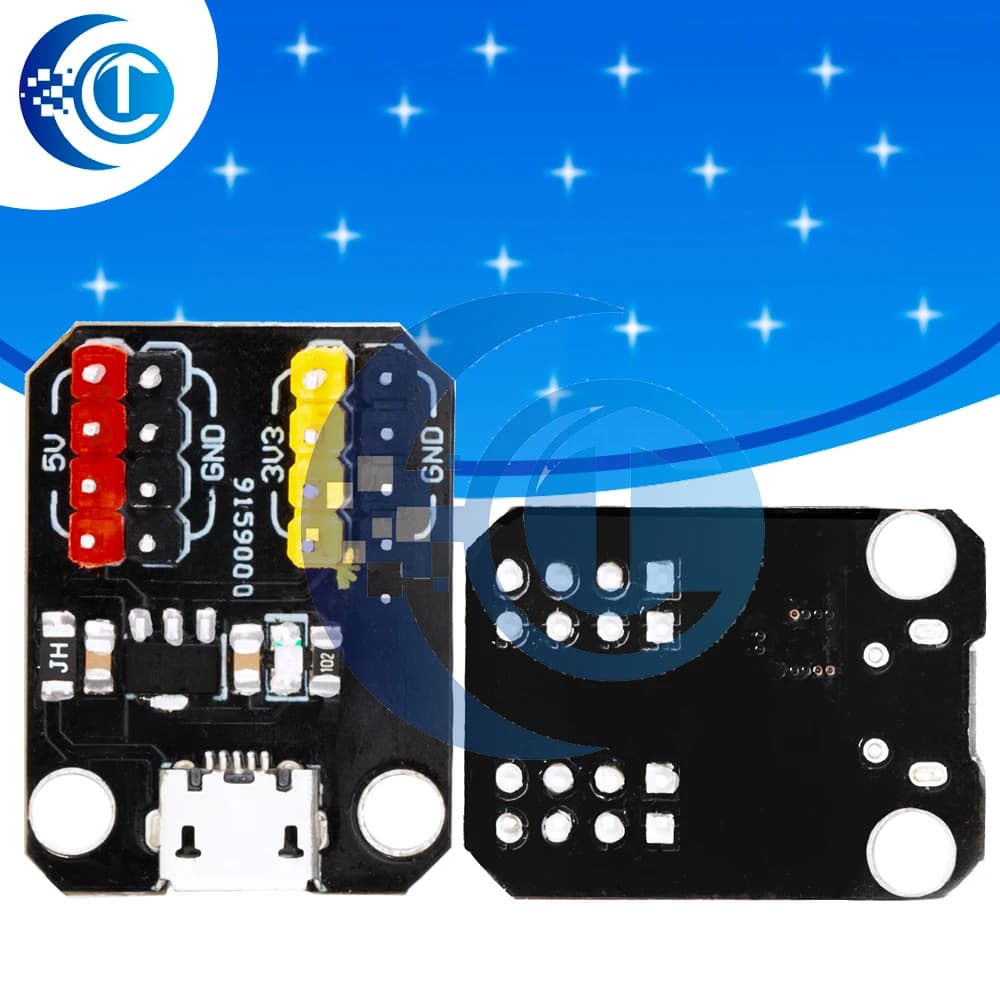 Adjustable voltage regulator module AMS1117 | Dual output power supply 3,3 V/5 V with Micro-B USB input for Arduino