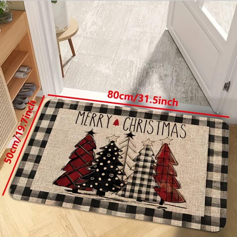 VIKAMA Tappeto natalizio Plaid Albero Tappetino da cucina Zerbino Tappetino di benvenuto Tappeto per camera da letto Tappeto per soggiorno Casa dicembre