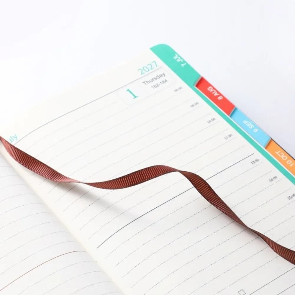 English Edition 2027 a5 Schedule Planner Notepad To-do List Efficiency Agenda Planning Notebook Leather Cover Diary