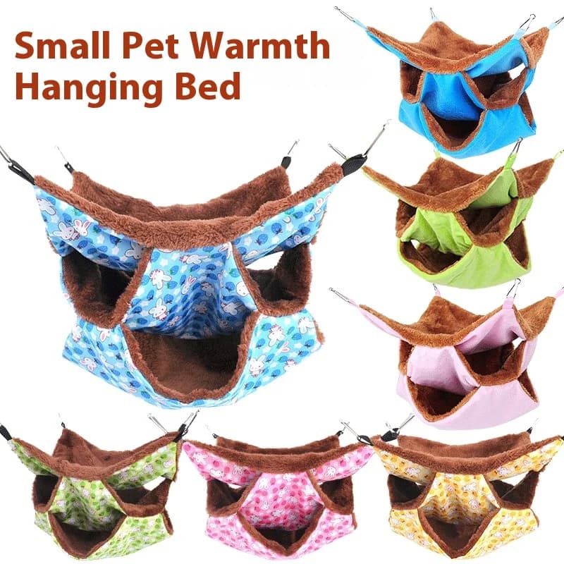Suspended bed for hamsters, hot maze and soft three layers, cotton house, pet sleeping bag, sugar glider, small animals, hamster bed