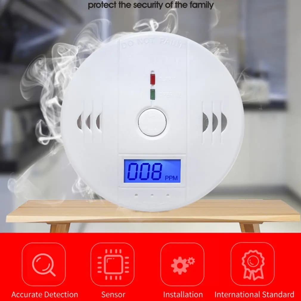 Rilevatore di allarme per monitor gas CO digitale Allarme acustico e visivo Rilevatore di CO portatile alimentato a batteria per magazzino domestico