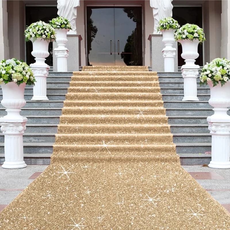 Tappeti per matrimoni scintillanti, accessori per esterni per Natale e Ringraziamento, tappeti per corridoio per feste di matrimonio (oro champagne)