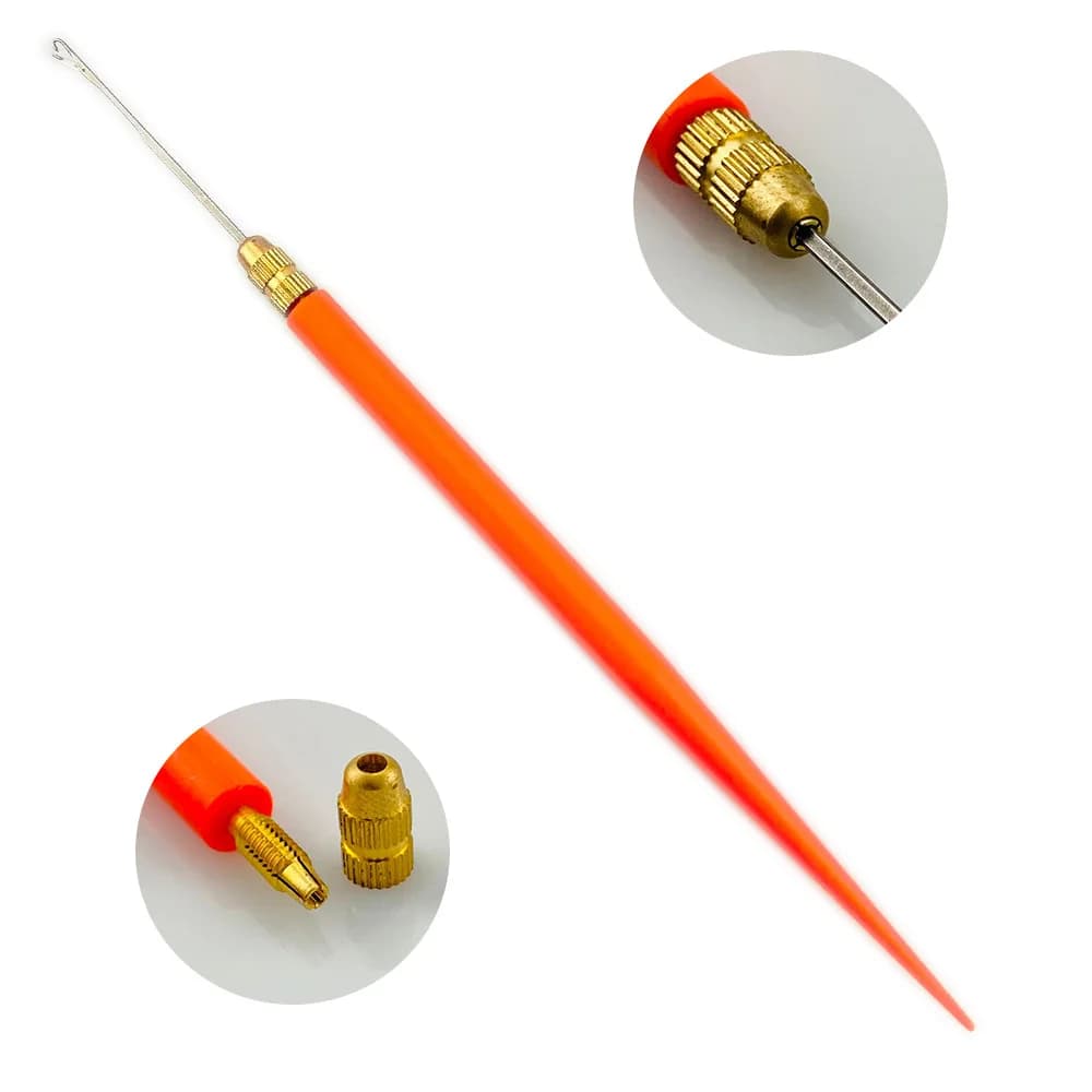Uncinetto per estensione dei capelli premium, nuovo ago per uncinetto con manico in plastica arancione per estensioni dei capelli con piume e creazione di dreadlock
