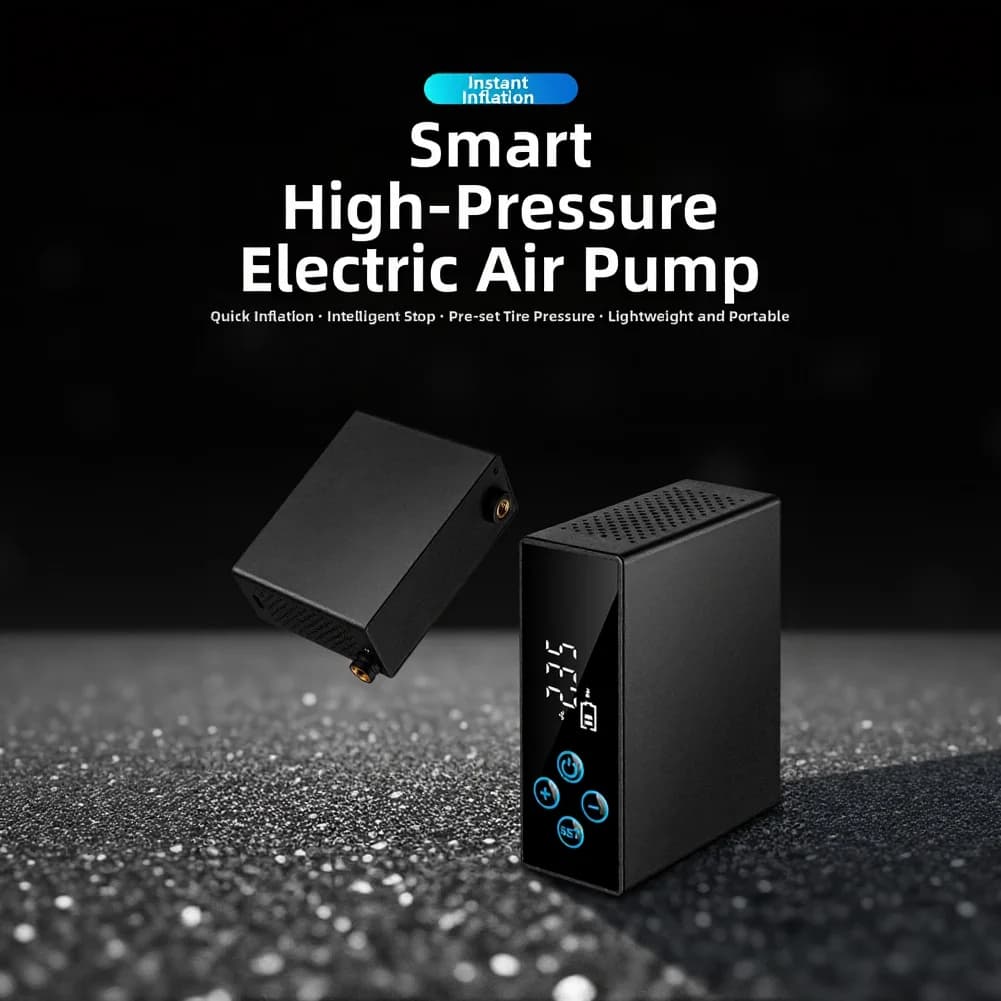 Wireless Bicycle Air Pump for Road MTB and E-Bike Tires With 160 PSI Pressure Capability and Compact Lightweight Design