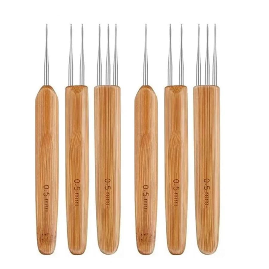 3/6 pezzi 0,5 mm/0,75 mm Dreadlock uncinetto in legno uncinetto aghi per capelli Dreadlocks strumento per treccia artigianale