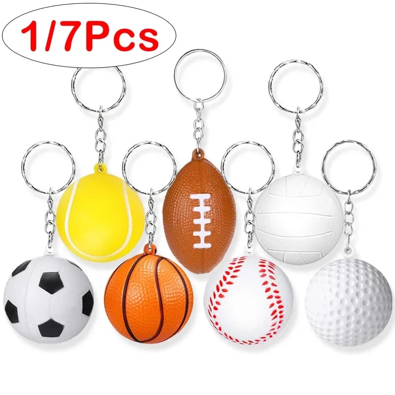 Palla sportiva Portachiavi in PU Basket Calcio Rugby Baseball Tennis Tennis Golf Portachiavi Zaino Ciondolo Palla creativa per scomprimere