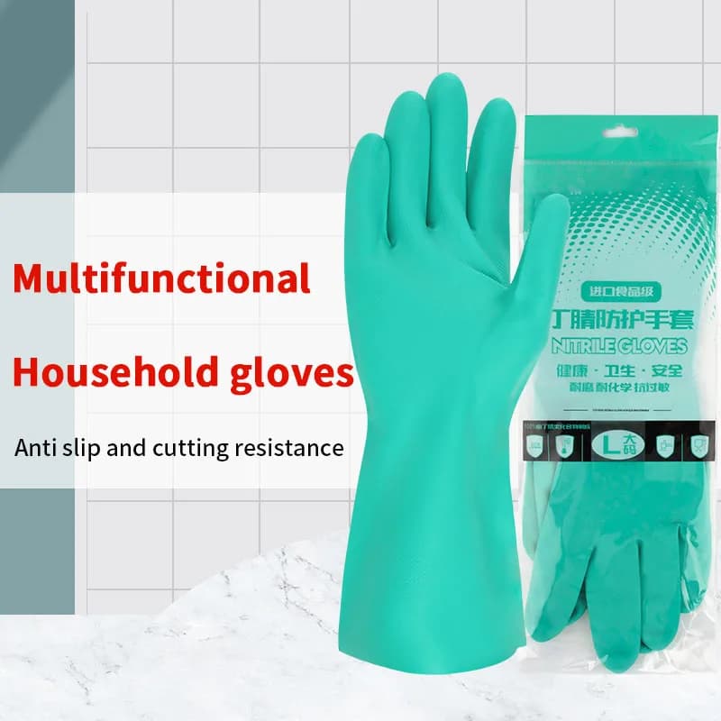 Guanti in nitrile spesso - Guanti a maniche lunghe impermeabili resistenti agli acidi chimici Pittura Lavaggio Cucina Giardino domestico Senza lattice