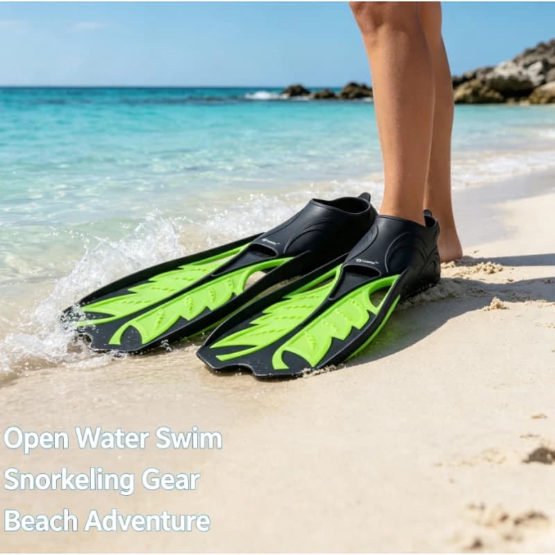 Professional Diving Fins for Adults Men Women Flexible TPR Snorkeling Free Swimming Training Gear Black Leaf Pattern