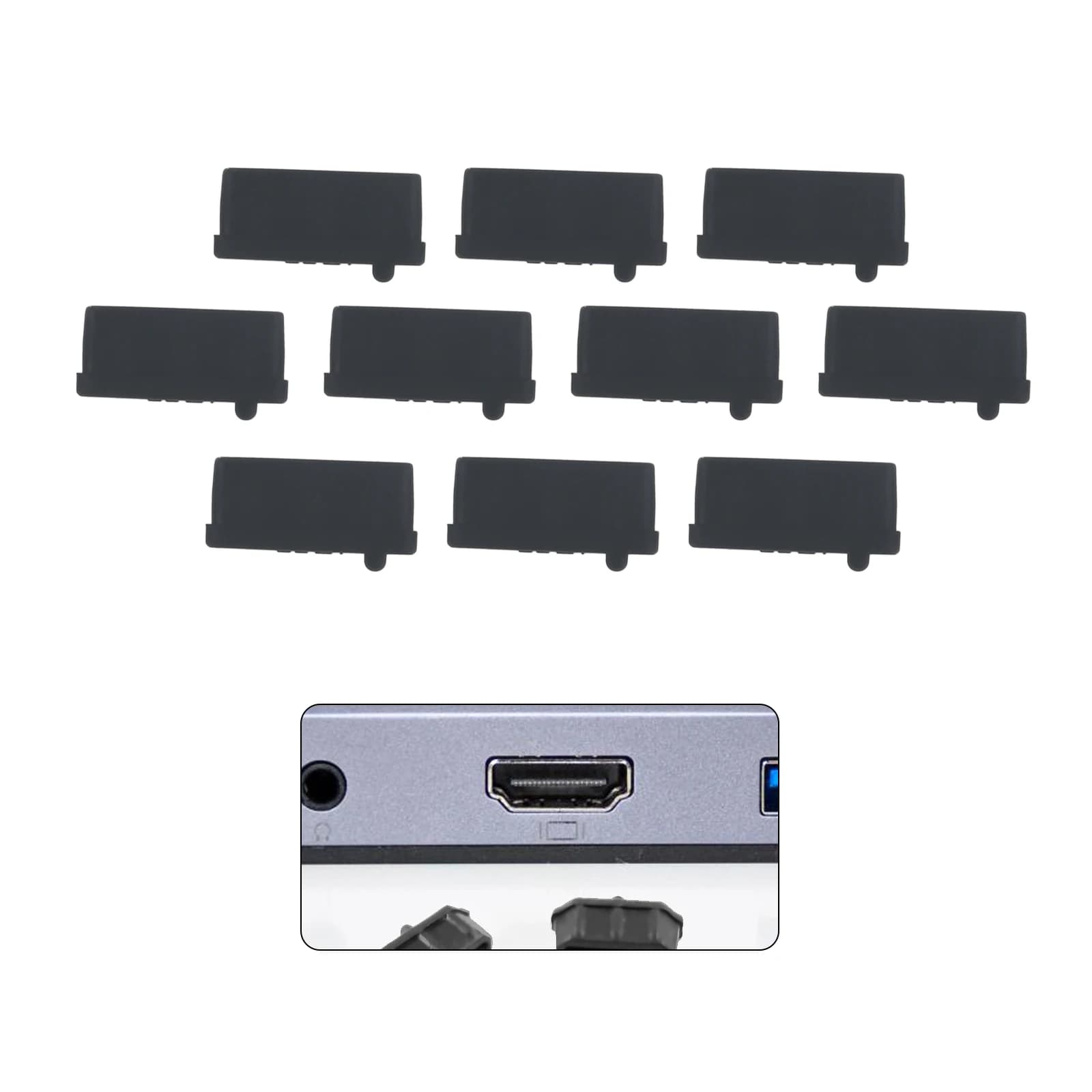 10Pcs Wholesale Silicone Anti Dust Plug Stopper Universal Dustproof USB Port for Interface Cover Black for Laptop PC Computer