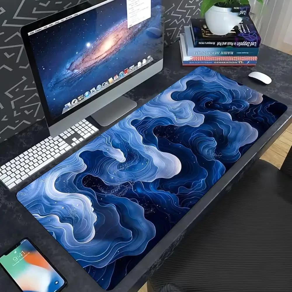 Large Vortex Storm Cloud Mouse Pad, Abstract Swirl Sky Art Non‑Slip Rubber Extended Desk Mat for Gaming Office Home Table Decor