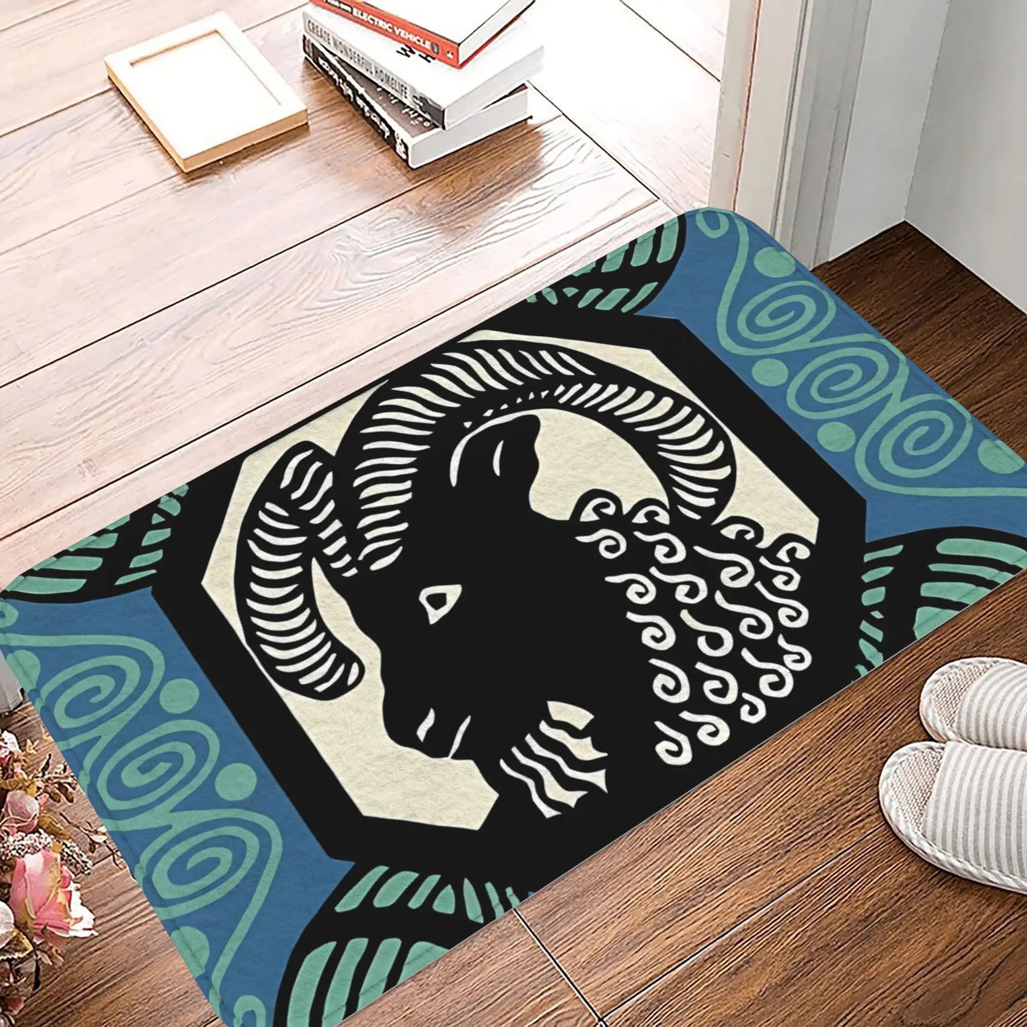 1pc Tappeto Decorativo Natalizio Stile Birra Heineken Antiscivolo per Ingresso, Cucina, Balcone, Tappeto di Benvenuto per Interni