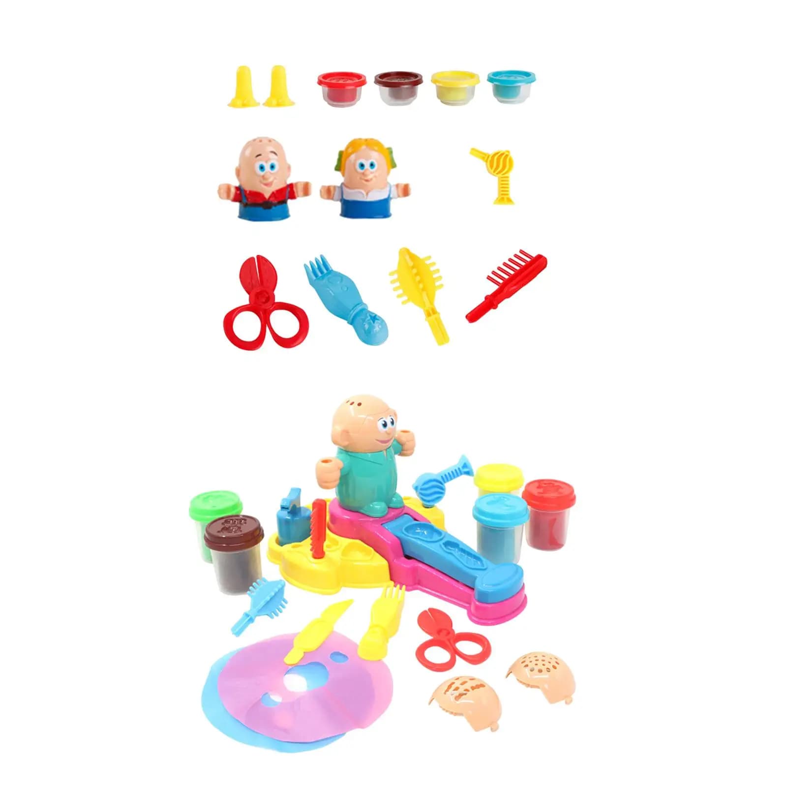 Color Dough Taglio di capelli Playset Playdough Shape Tool Taglio Stilista Gioco Barbiere Giocattoli per compleanno Bambini Ragazze Regalo Festa dei bambini