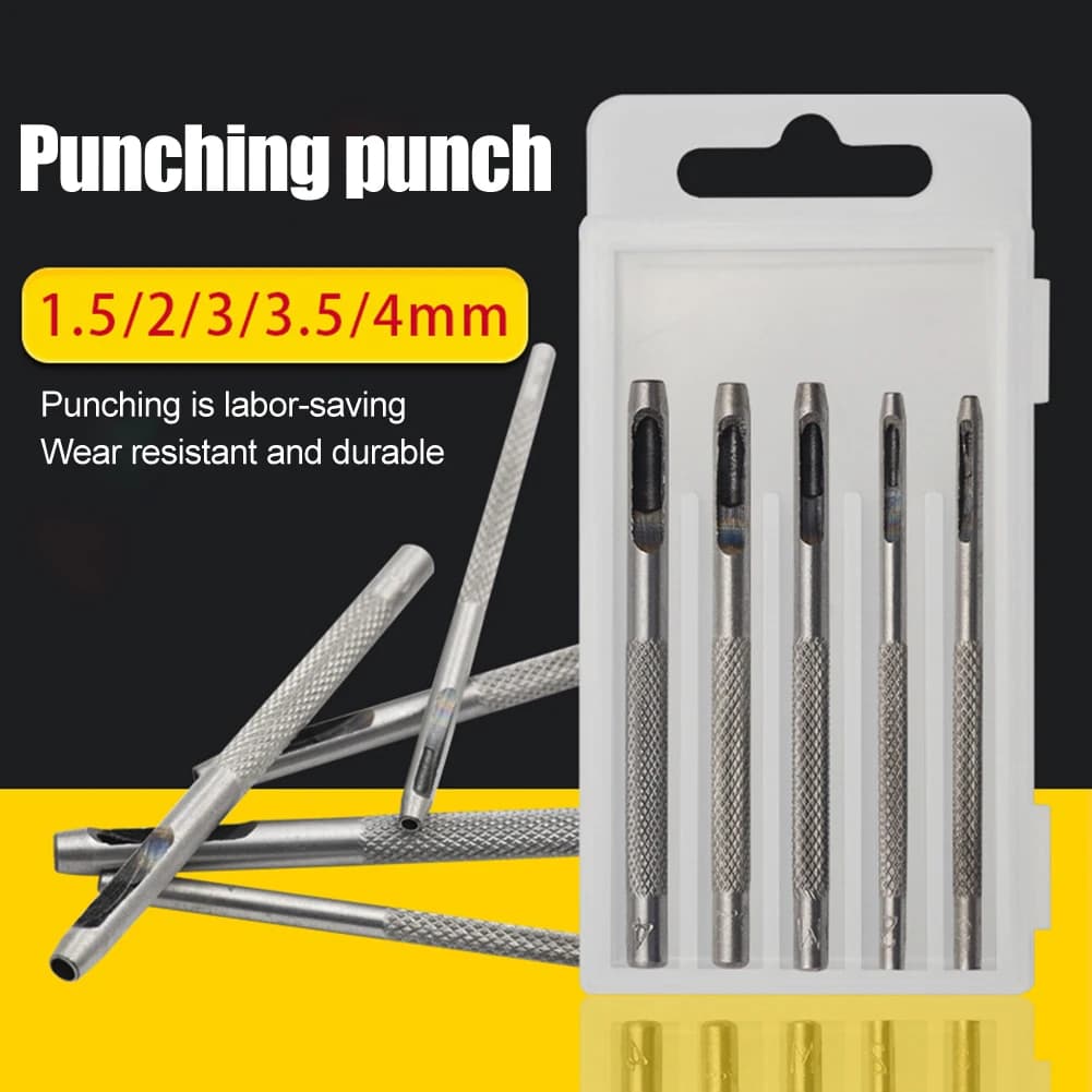 5pcs 1.5-4mm Leather Stitching Punch Working Tool Leather Hollow Punch for Watch Strap Canvas Belt for Canvas Paper Plastics
