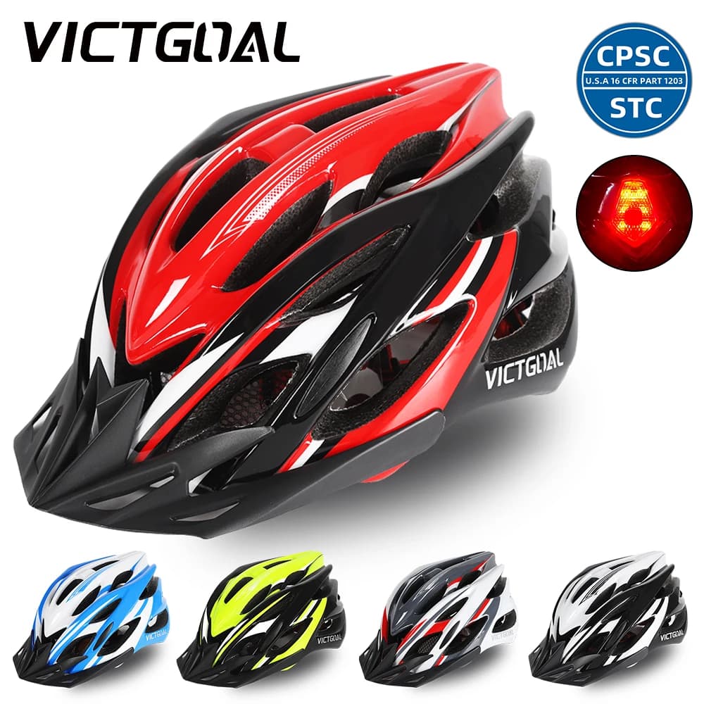 VICTGOAL Men's Ultralight LED Back Light Bike Helmet MTB Road Bike Helmet Cycling Electric Scooter Safety Helmets