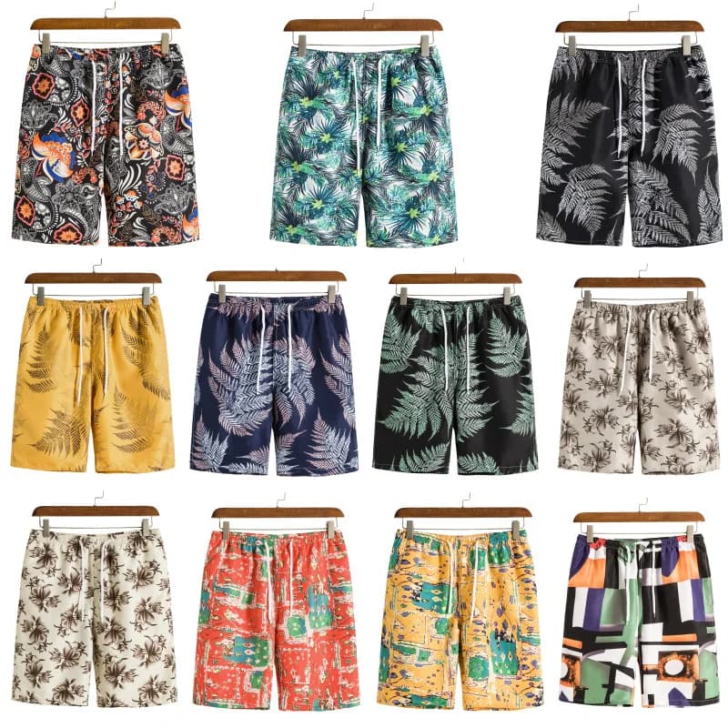 Men's Hawaiian Beach Shorts High Waist Straight Leg Five-Quarter Length Drawcord Youthful Print Casual Leisure Trousers