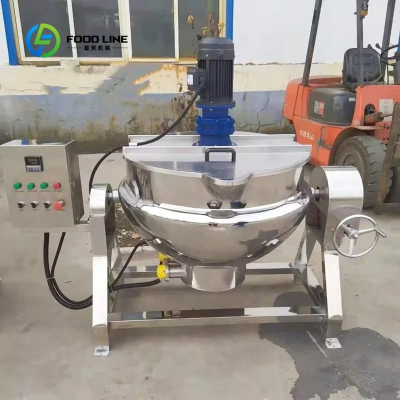 Customized 300 L Gas Steam Heating Double Cooking Pot Steam Electric Heated Thermal Oil Candy Jacketed Kettle Mixer Machine