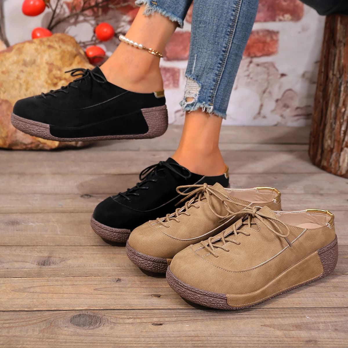 Mocassini da donna di nuova moda Comfort Scarpe ortopediche con fondo a zeppa Slip on Piattaforma casual Calzature da passeggio per mamma da donna all'aperto