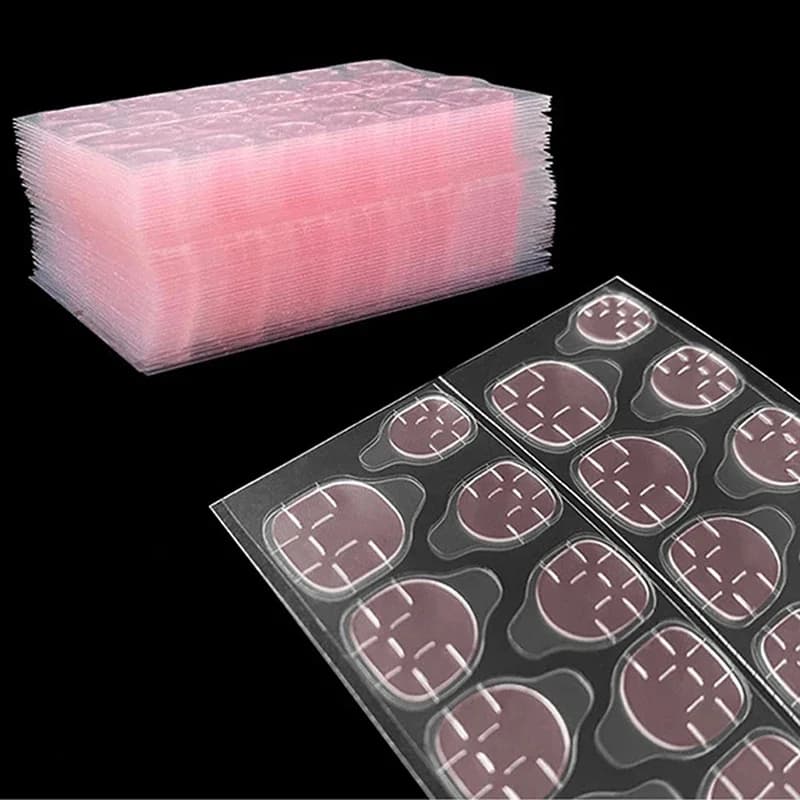 ＆240Pcs Pink 6*8cm Double Sided False Nail Art Adhesive Tape Glue Sticker DIY Tips Fake Nail Acrylic Manicure Gel Makeup Tool