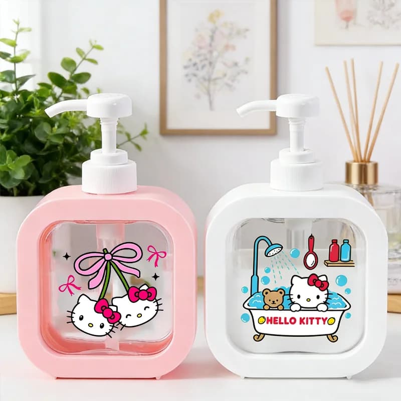 Dispenser di Sapone Hello Kitties, Erogatore Liquido a Pompa, Bottiglia Ricaricabile per Shampoo, Dispenser Portatile da Viaggio per Sapone Liquido, Regalo