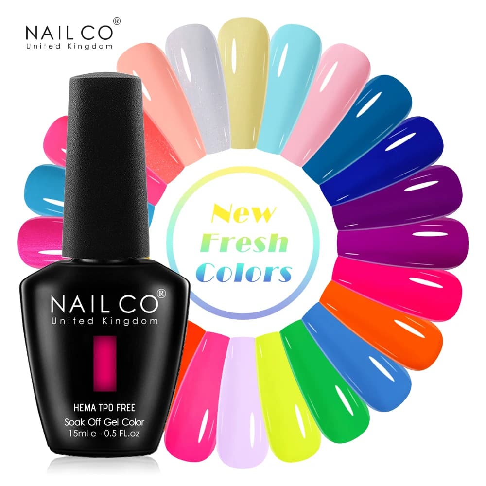 NAILCO 15ml Smalto Gel Estivo per Unghie Design Nail Art Fresco Gel UV/LED Senza HEMA TPO Serie Colori Rosa Glitter Set Manicure