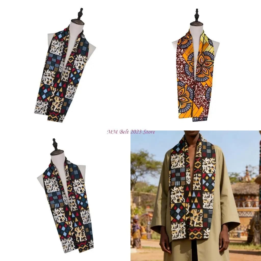 49ME Sciarpa tradizionale africana con stampa Kente, scialle decorativo, fascia con stola etnica