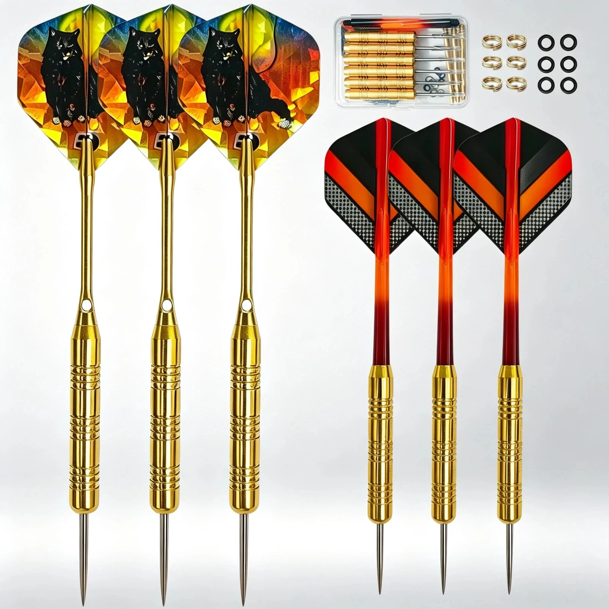 20g Professional Hard Gold Dart Set, 6pcs Anti Slip Texture Steel Tip Dart Barrel, Festival Party Dart Competition Game Gift
