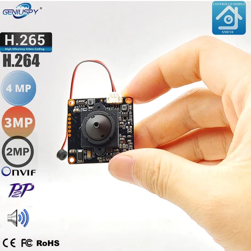 Mini modulo telecamera IP RTSP 32x32mm 4MP 2560*1440 Illuminazione bassa ONVIFP2P Radiatore di rilevamento facciale