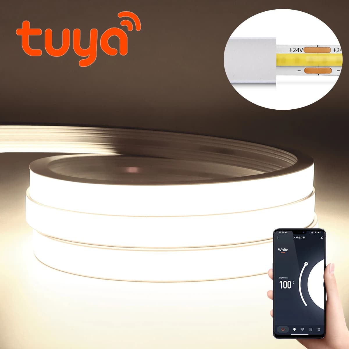 Neon Strip Light USB 5V With Tuya Smart Controller Flexible IP65 Waterproof LED Lights For Kitchen Bedroom Wall
